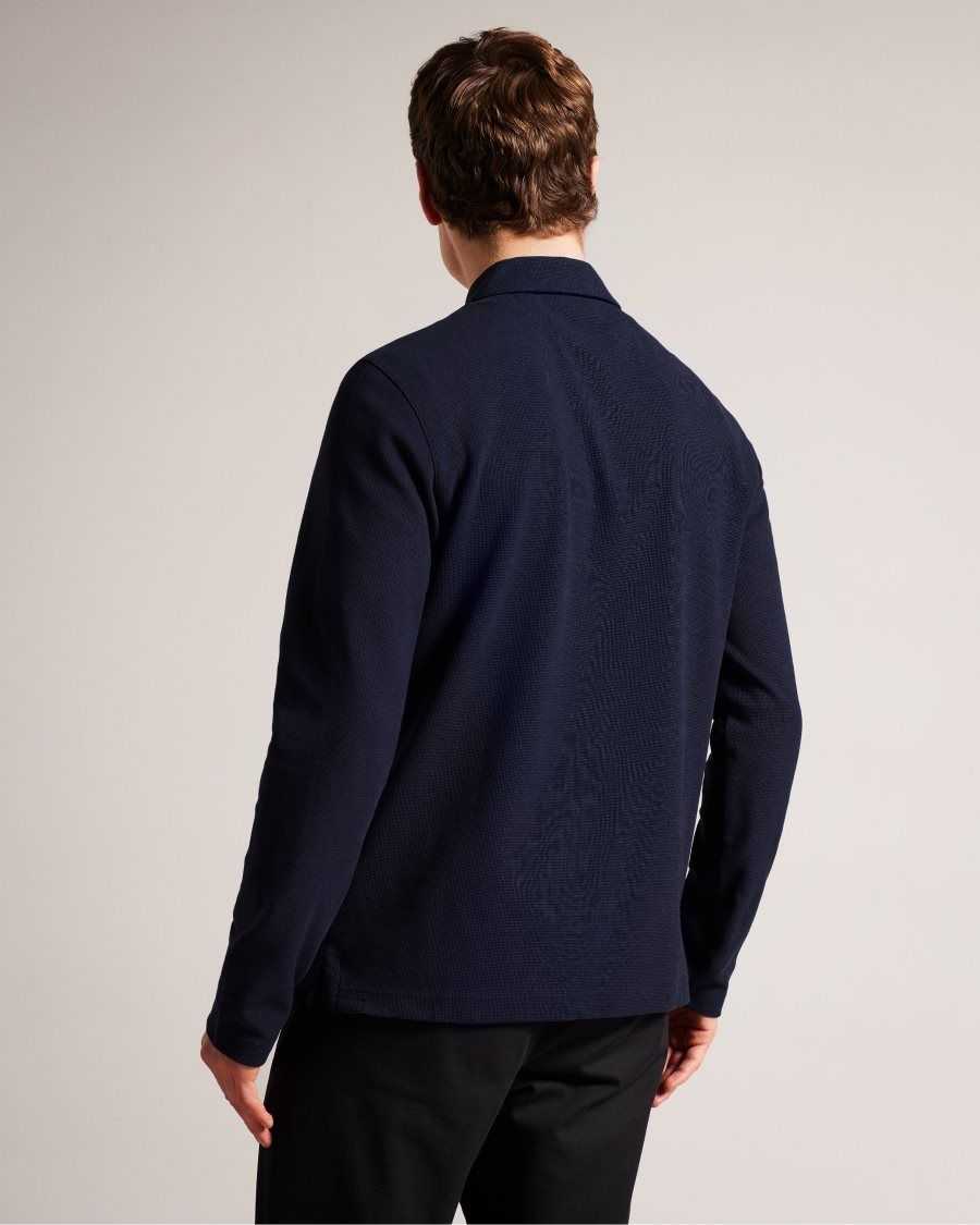 Ted Baker Wavelo Long Sleeve Regular Fit Polo Shirt Navy | 16295-OMZQ