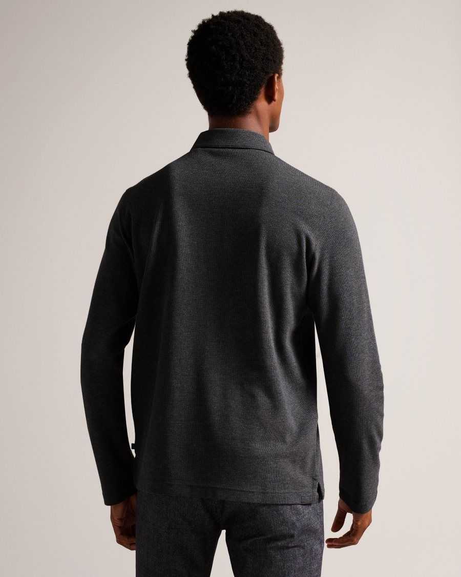 Ted Baker Wavelo Long Sleeve Regular Fit Polo Shirt Grey-Marl | 69835-CLIM