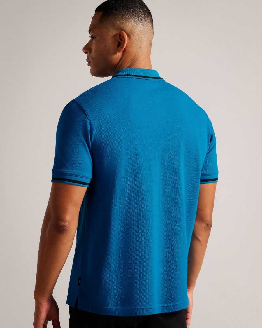 Ted Baker Wayfar Regular Fit Polo Shirt With T Pocket Blue | 40675-GVZY