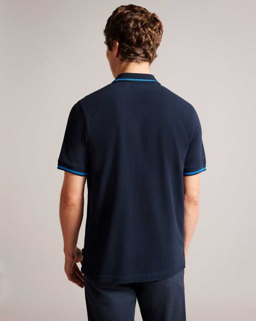 Ted Baker Wayfar Regular Fit Polo Shirt With T Pocket Navy | 49061-SGQC