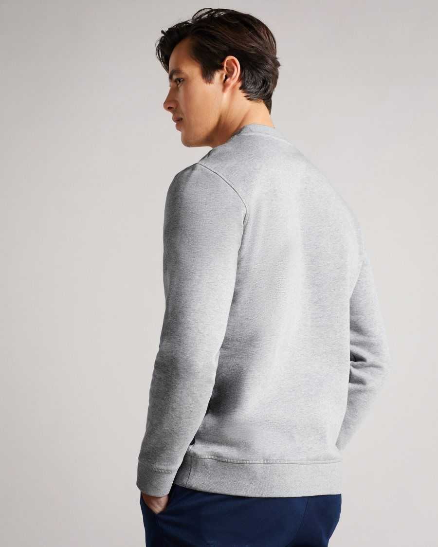 Ted Baker Welloe LS Varsity 'T' Sweatshirt Grey-Marl | 24173-KFVP