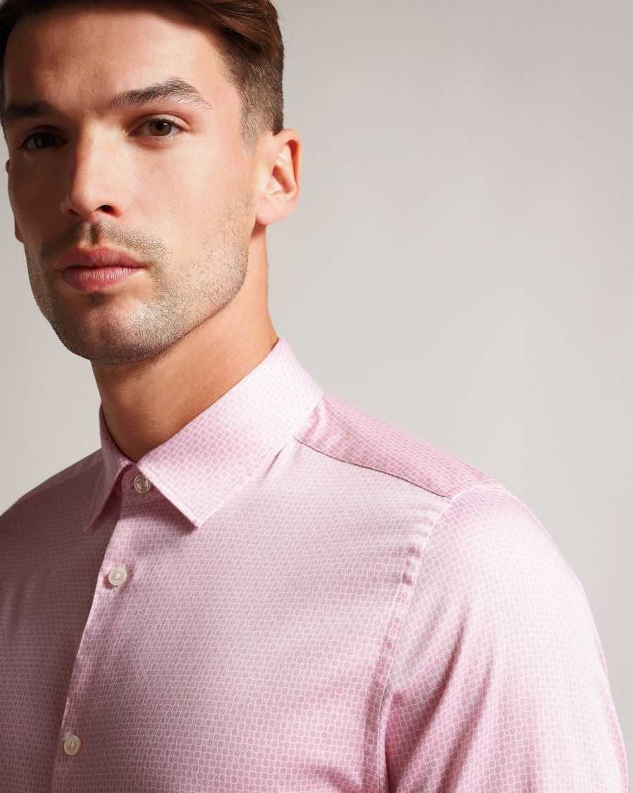 Ted Baker Willet Long Sleeve Geometric Print Shirt Pale Pink | 61908-HUGL