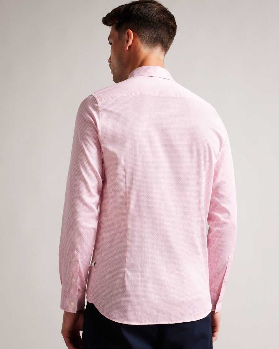 Ted Baker Willet Long Sleeve Geometric Print Shirt Pale Pink | 61908-HUGL