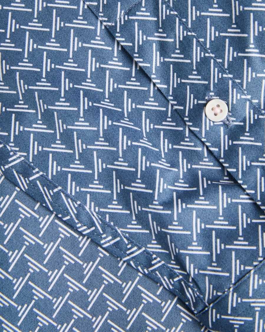 Ted Baker Willuw Long Sleeve Geometric Print Shirt Blue | 05781-GRSD