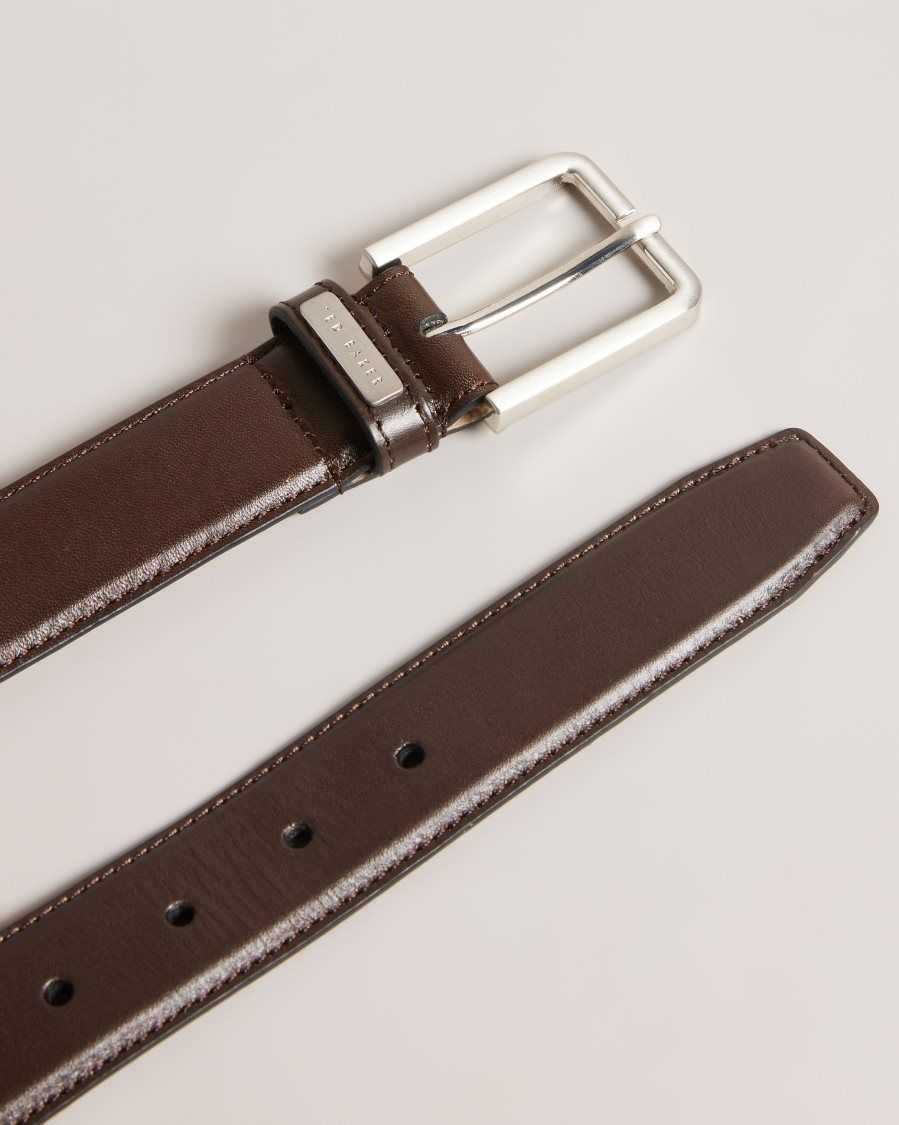 Ted Baker Wizerd Leather Belt With Branded Keeper Brown-Chocolate | 26105-JGEP