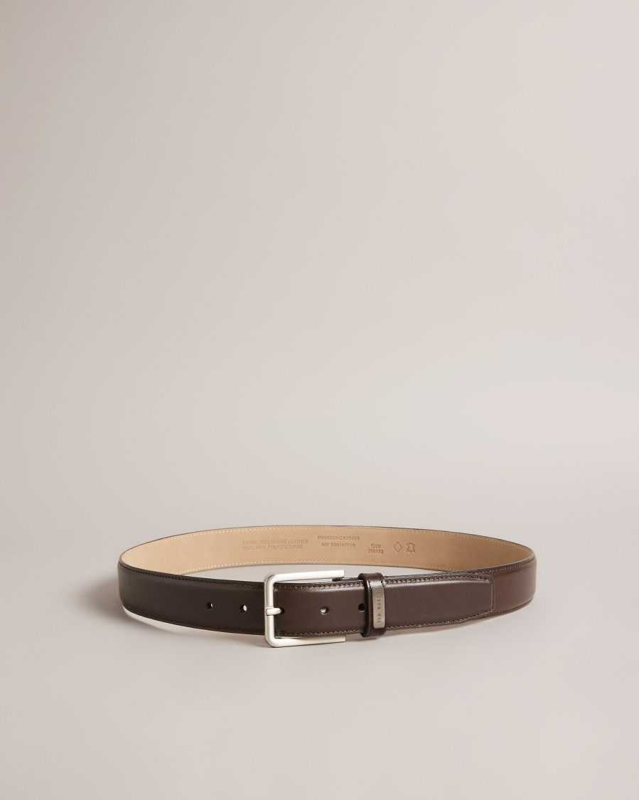 Ted Baker Wizerd Leather Belt With Branded Keeper Brown-Chocolate | 26105-JGEP