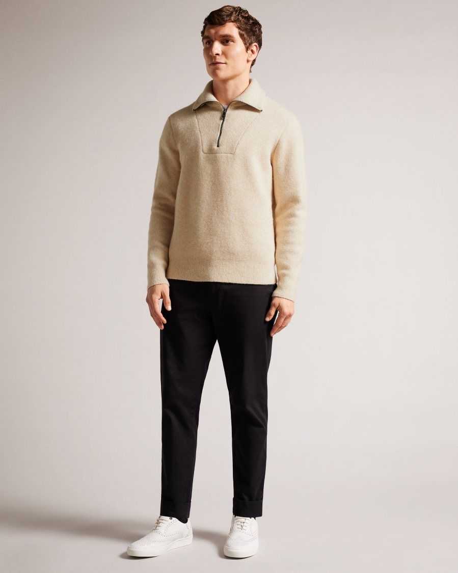 Ted Baker Wolffia Regular Fit Half Zip Fleece Natural | 23516-DFCL