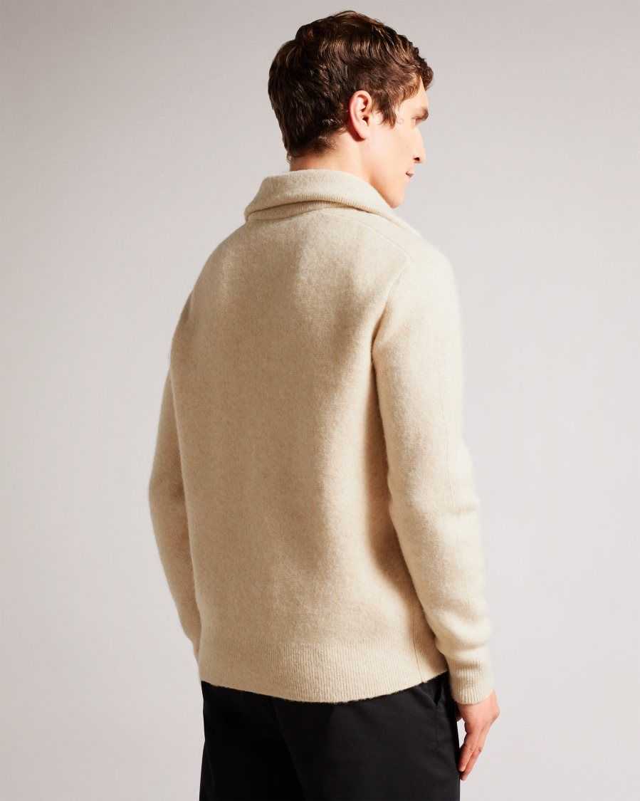 Ted Baker Wolffia Regular Fit Half Zip Fleece Natural | 23516-DFCL