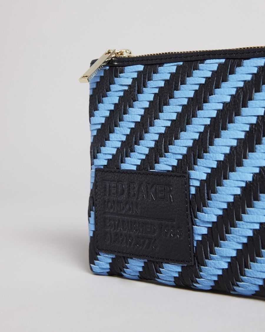 Ted Baker Woveta Woven Leather Small Pouch Medium Blue | 29743-RDVG