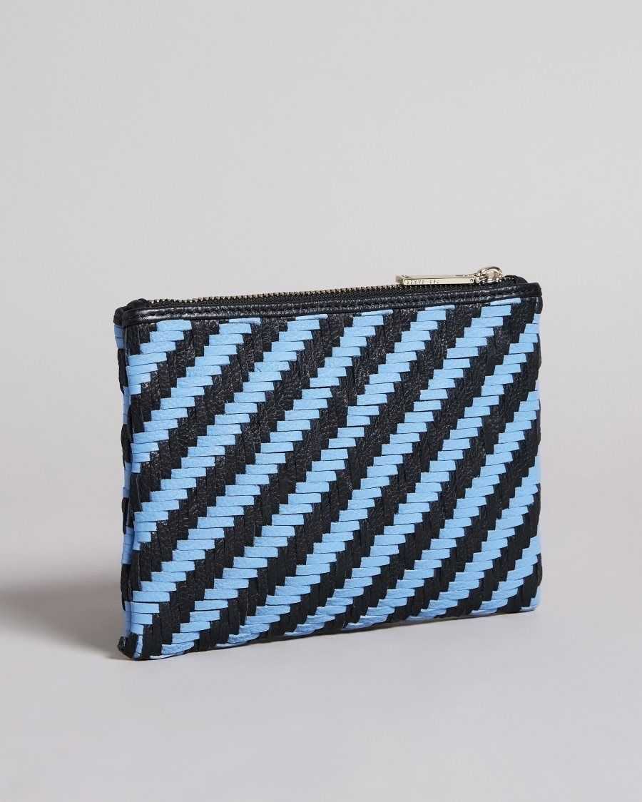 Ted Baker Woveta Woven Leather Small Pouch Medium Blue | 29743-RDVG