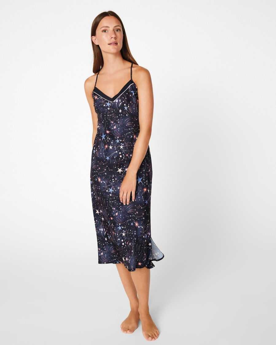 Ted Baker Yalt Short Star Chemise Navy | 98706-QJIK