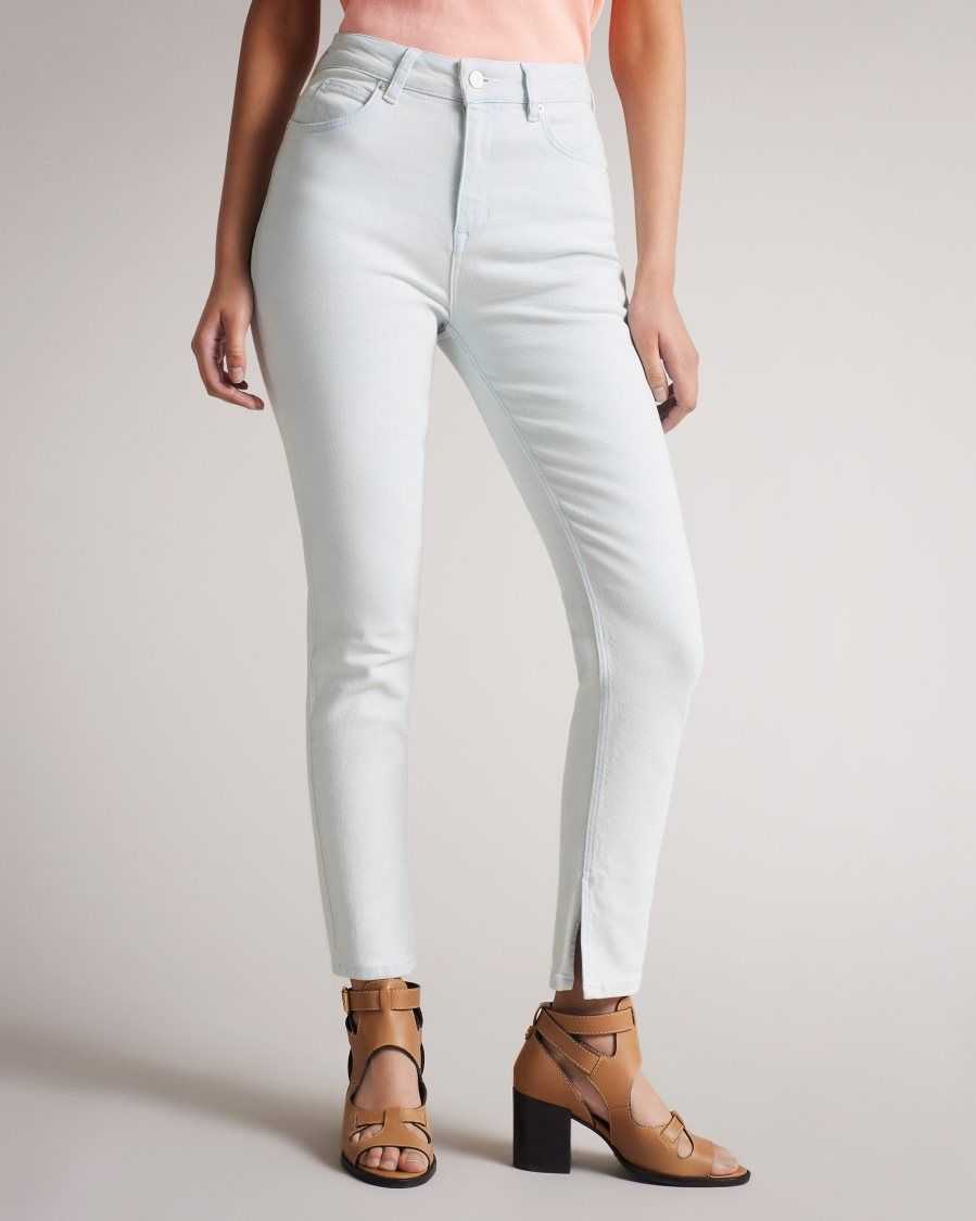 Ted Baker Yaura Slim Jeans With Ankle Slit White | 29304-AQSV