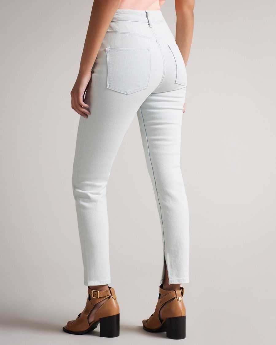 Ted Baker Yaura Slim Jeans With Ankle Slit White | 29304-AQSV