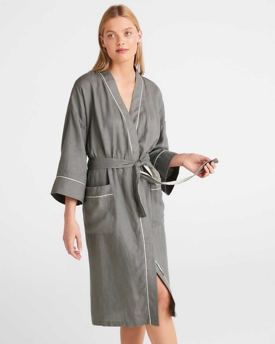 Ted Baker Yayan Longline Linen Robe Light Brown | 13924-MFXJ