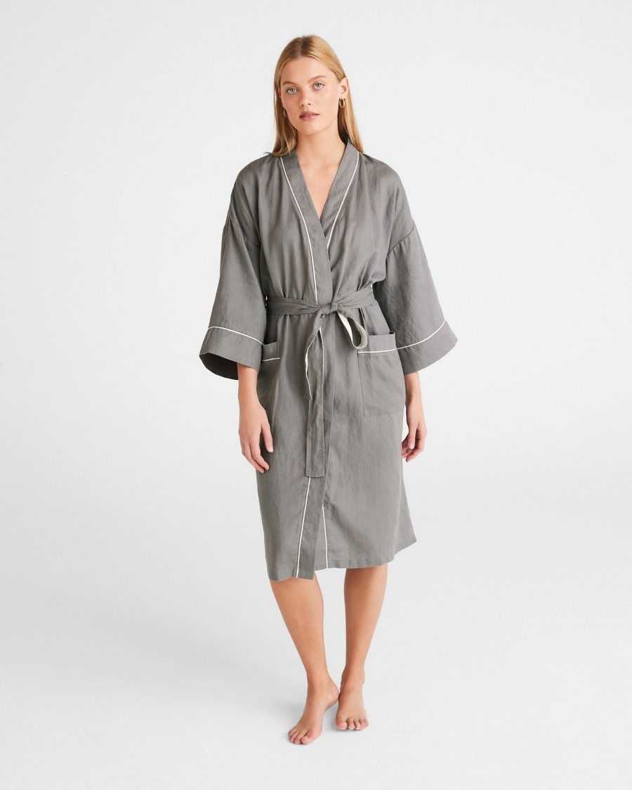 Ted Baker Yayan Longline Linen Robe Light Brown | 13924-MFXJ