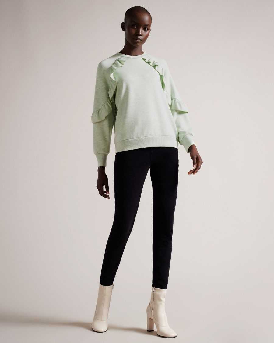 Ted Baker Yazme Frilled Sweatshirt With Chain Trim Light Green | 39760-EAHW