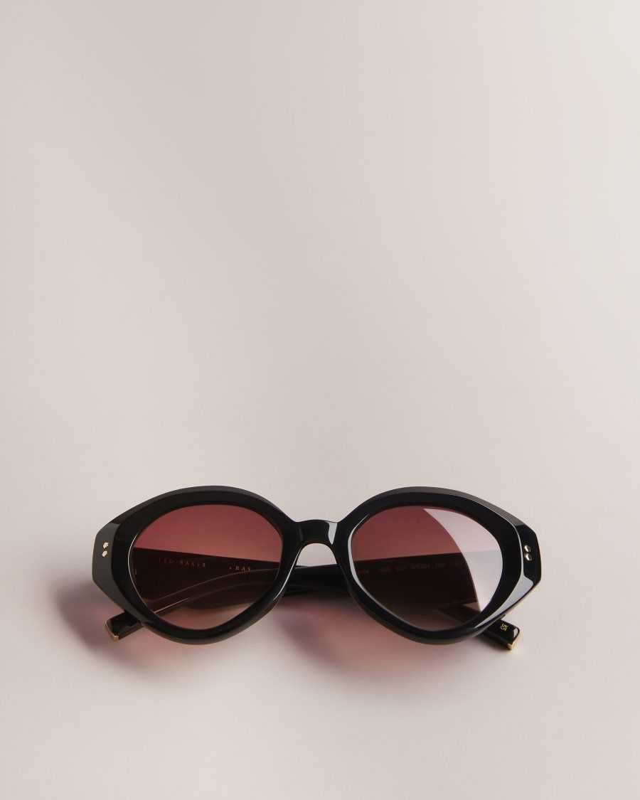 Ted Baker Zaadie Chunky Circle Frame Sunglasses Black | 74691-KCXM