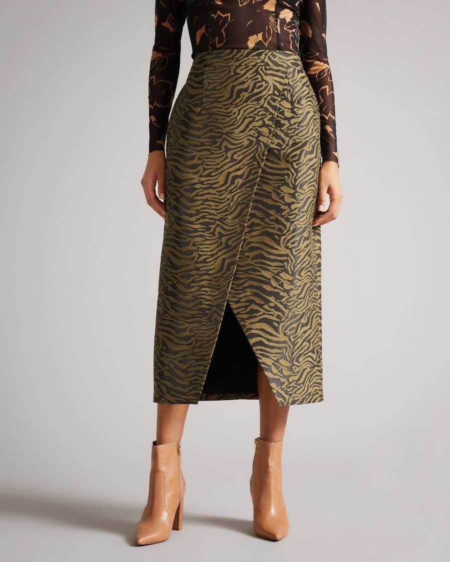 Ted Baker Zanthie Fixed Wrap Midi Skirt Black | 39487-AOZN