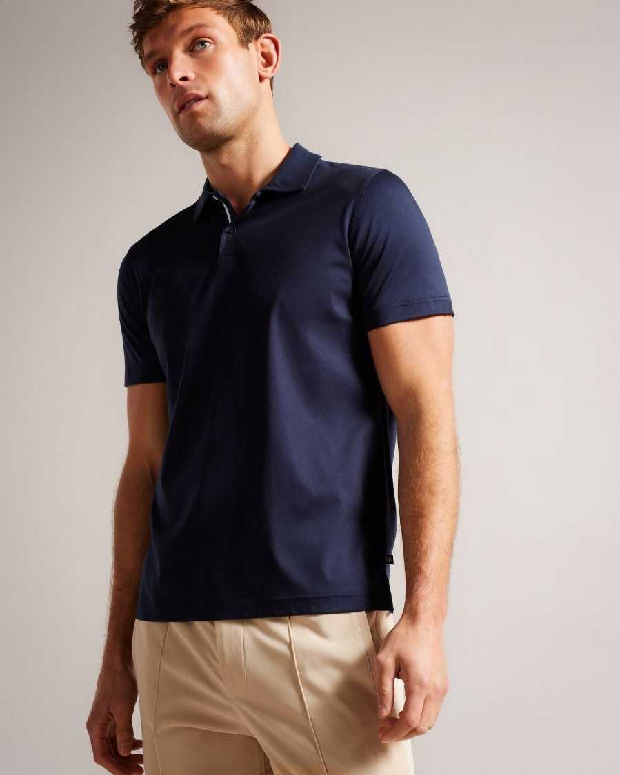 Ted Baker Zeiter Short Sleeve Slim Fit Polo Shirt Navy | 91285-UYHZ