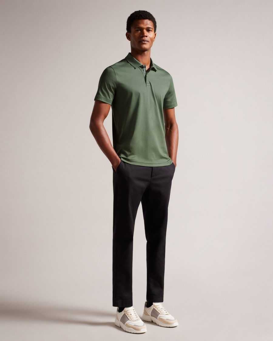 Ted Baker Zeiter Short Sleeve Slim Fit Polo Shirt Khaki | 73280-IFTB