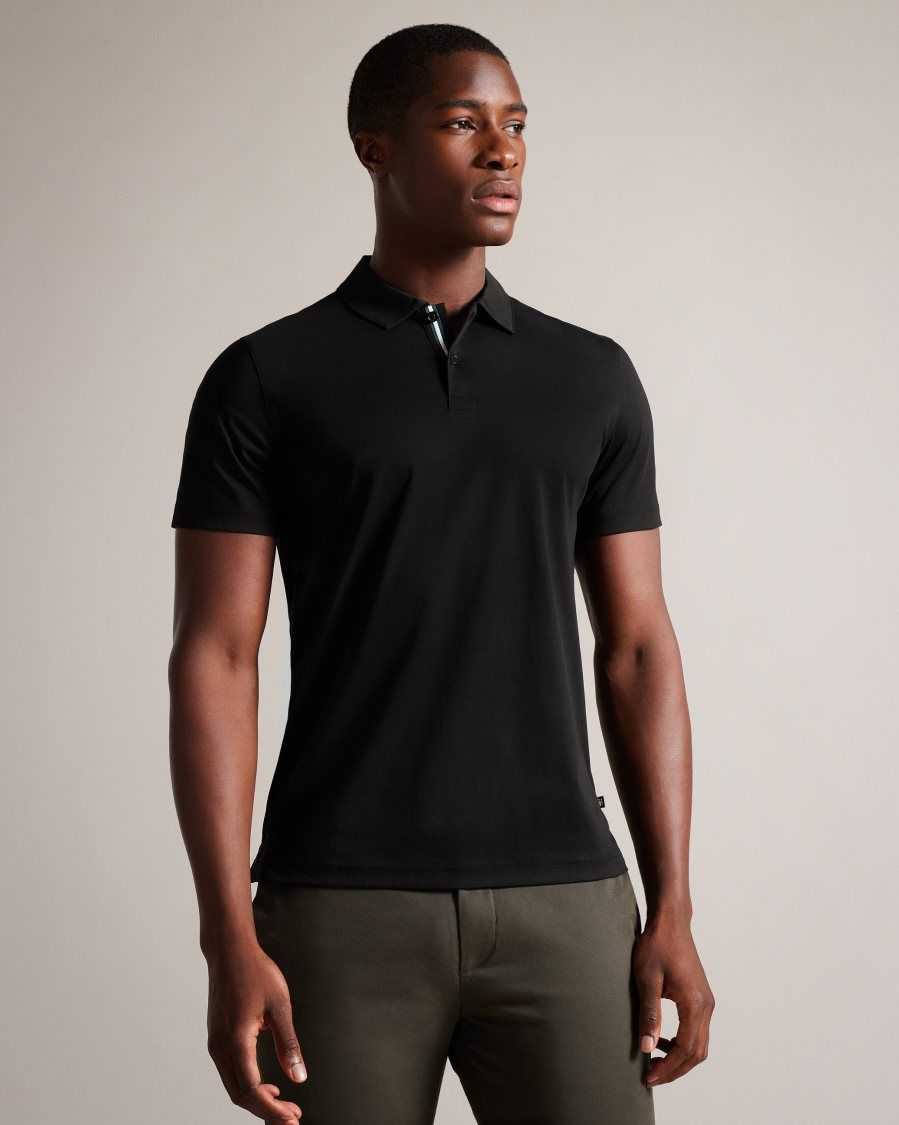 Ted Baker Zeiter Short Sleeve Slim Fit Polo Shirt Black | 93108-TMQC