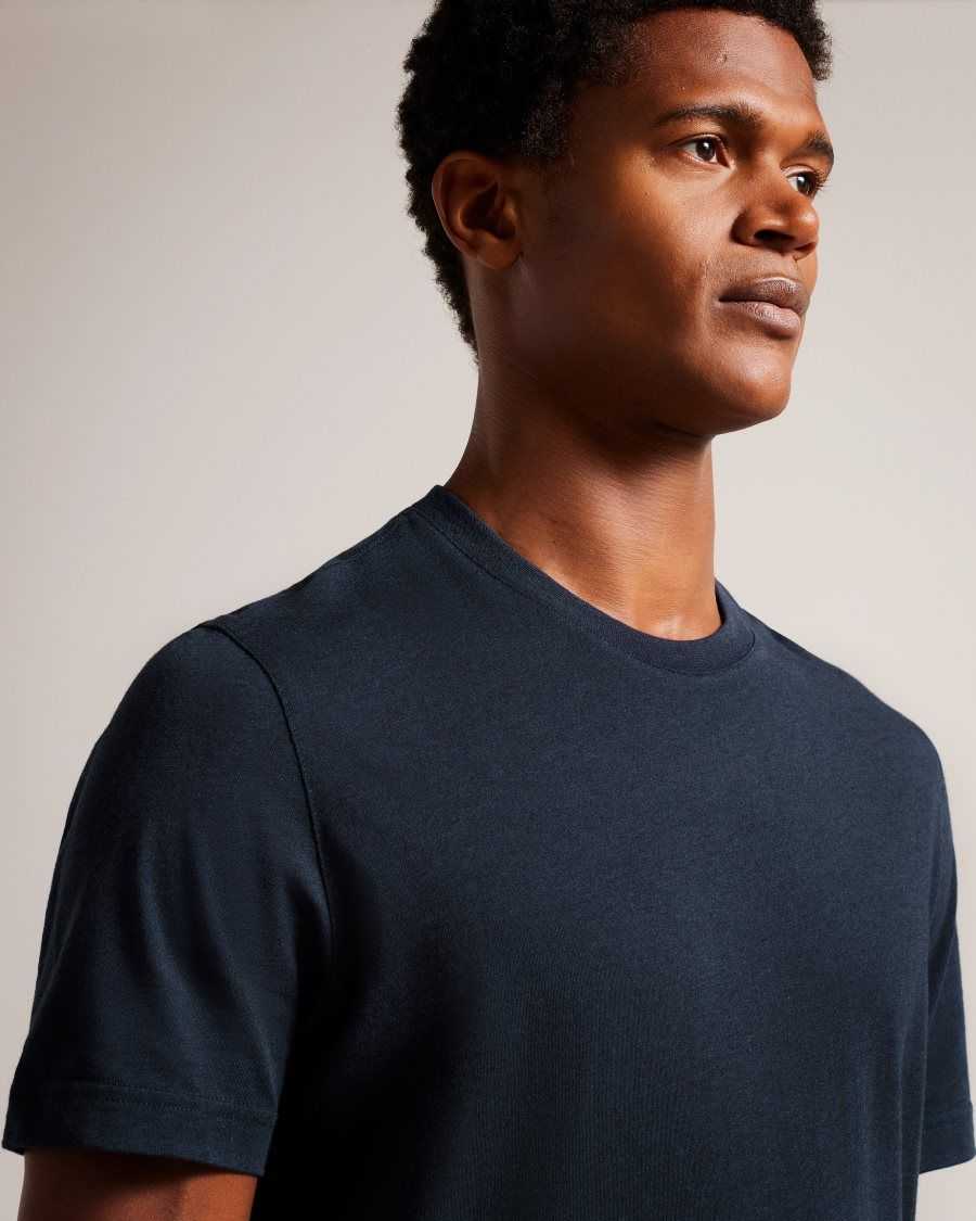 Ted Baker Zeppel Cashmere Blend T-Shirt Navy-Blue | 98514-SPHM