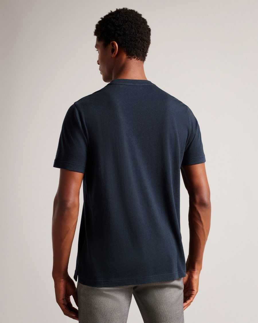 Ted Baker Zeppel Cashmere Blend T-Shirt Navy-Blue | 98514-SPHM