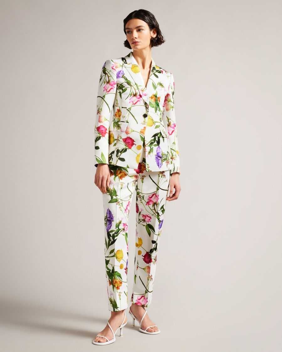 Ted Baker Ziaah Floral Slim Fit Suit Jacket White | 97013-CRJW