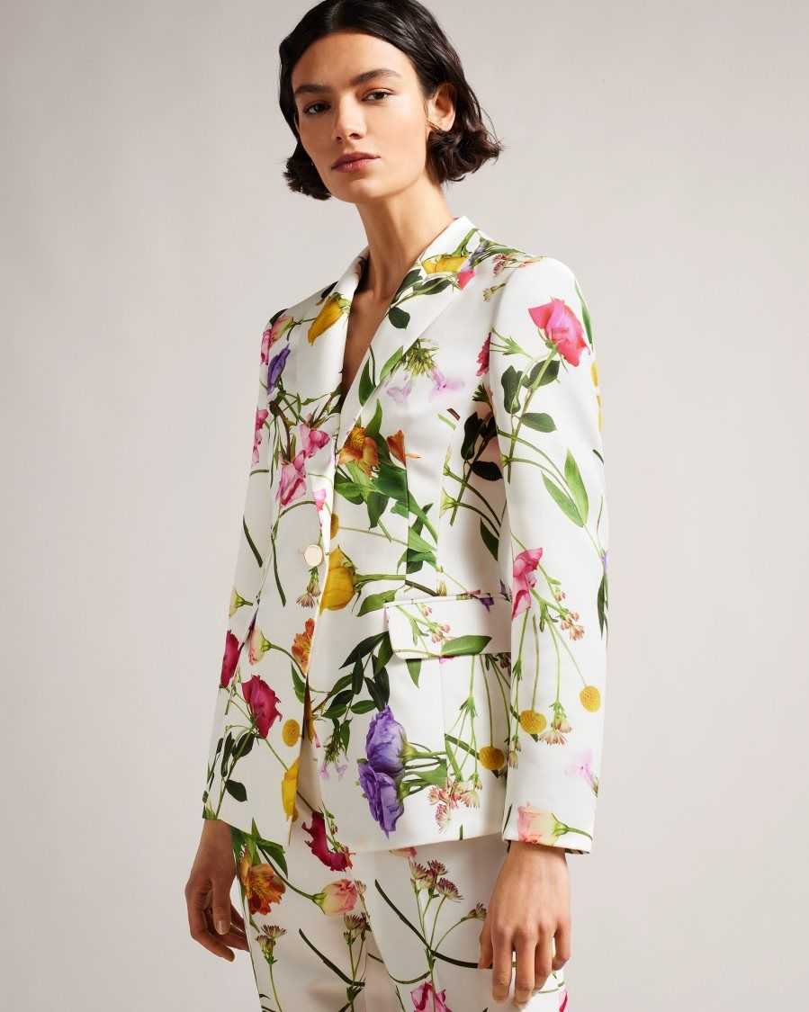 Ted Baker Ziaah Floral Slim Fit Suit Jacket White | 97013-CRJW